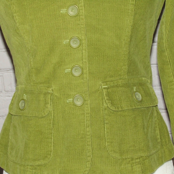Fitted Green Talbots Petites Stretch Corduroy Spring Blazer Jacket Size 2 - Picture 4 of 6